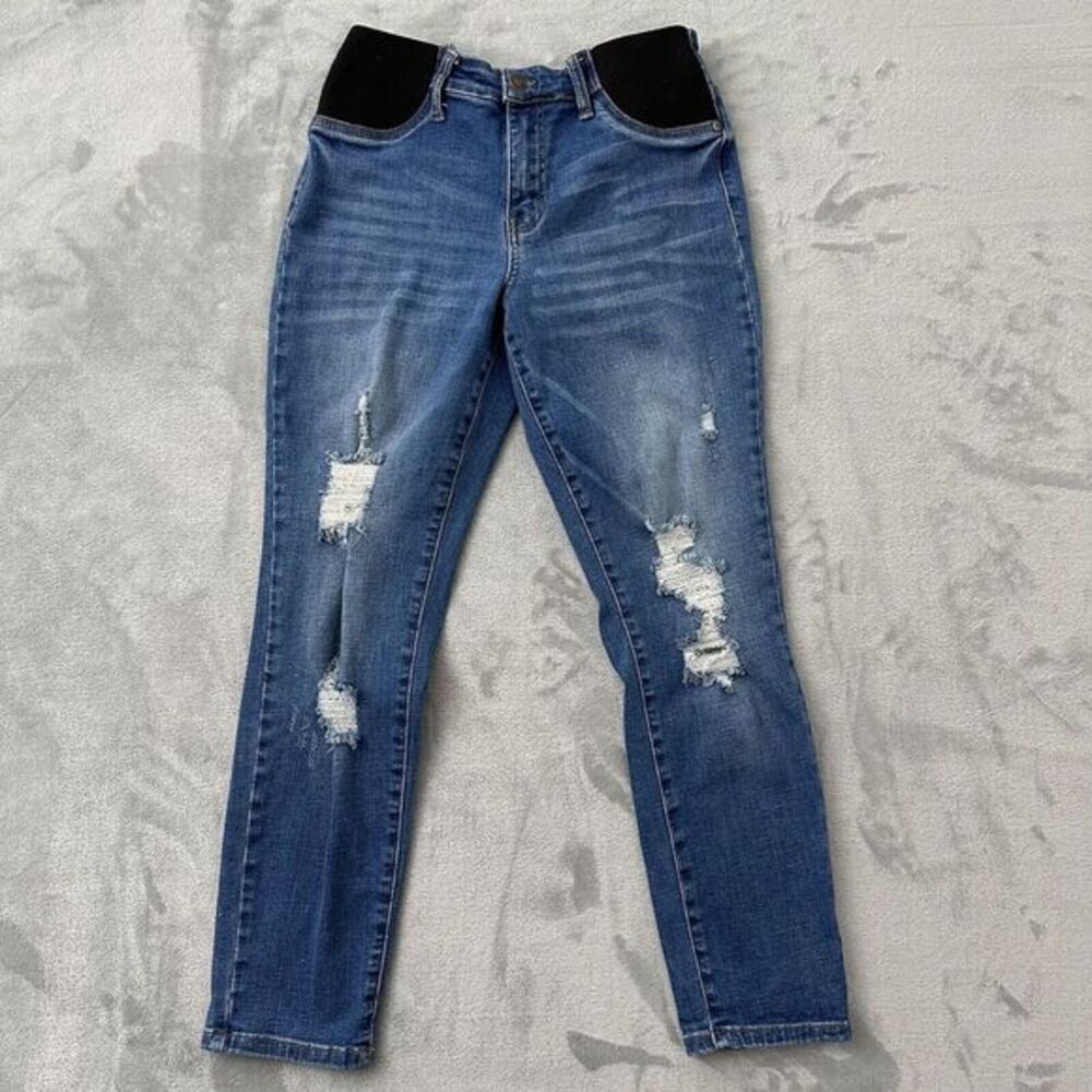 Maternity Judy Blue Women's Skinny Jeans - Blue with Black Accents